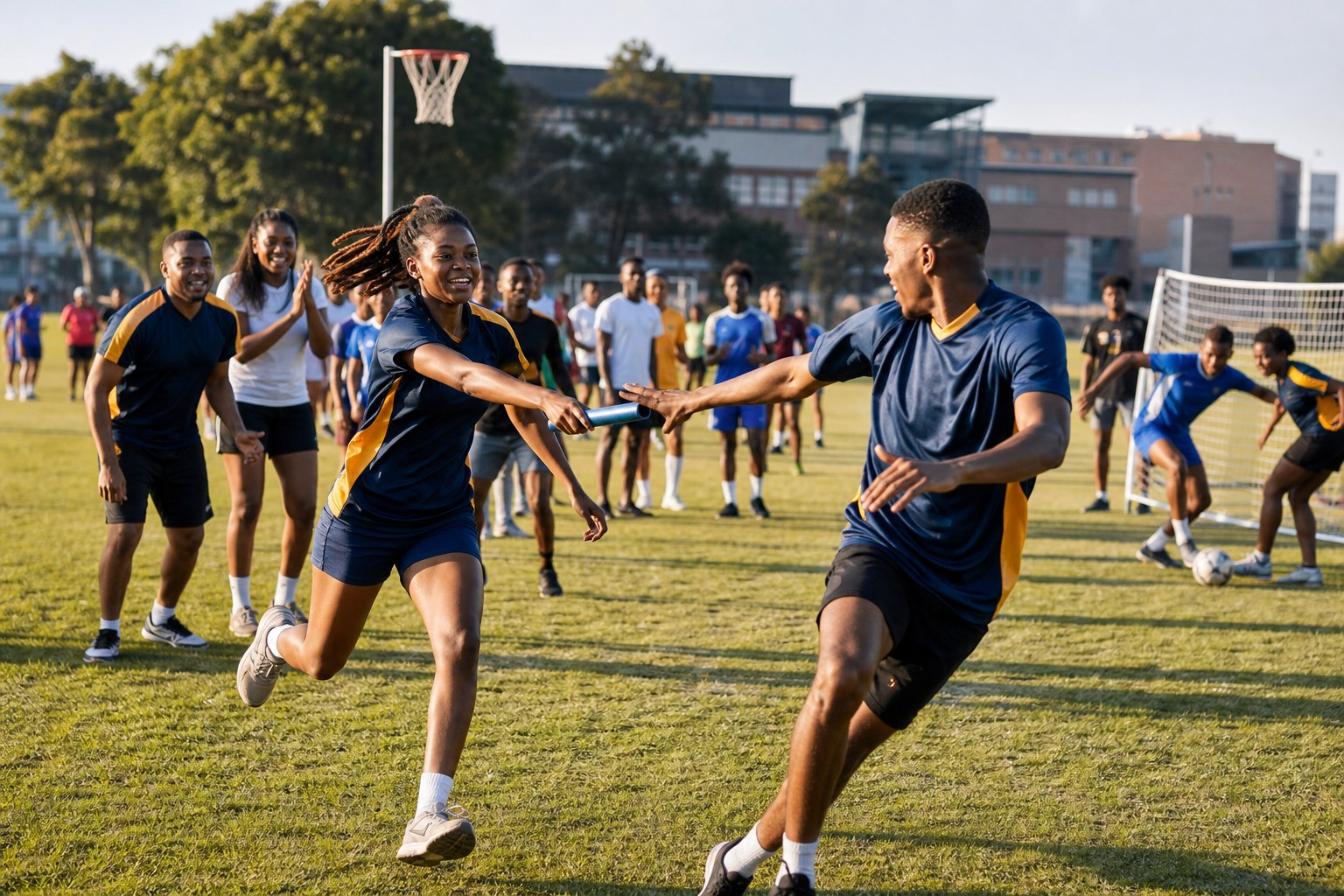 Students competing in a friendly university sports festival